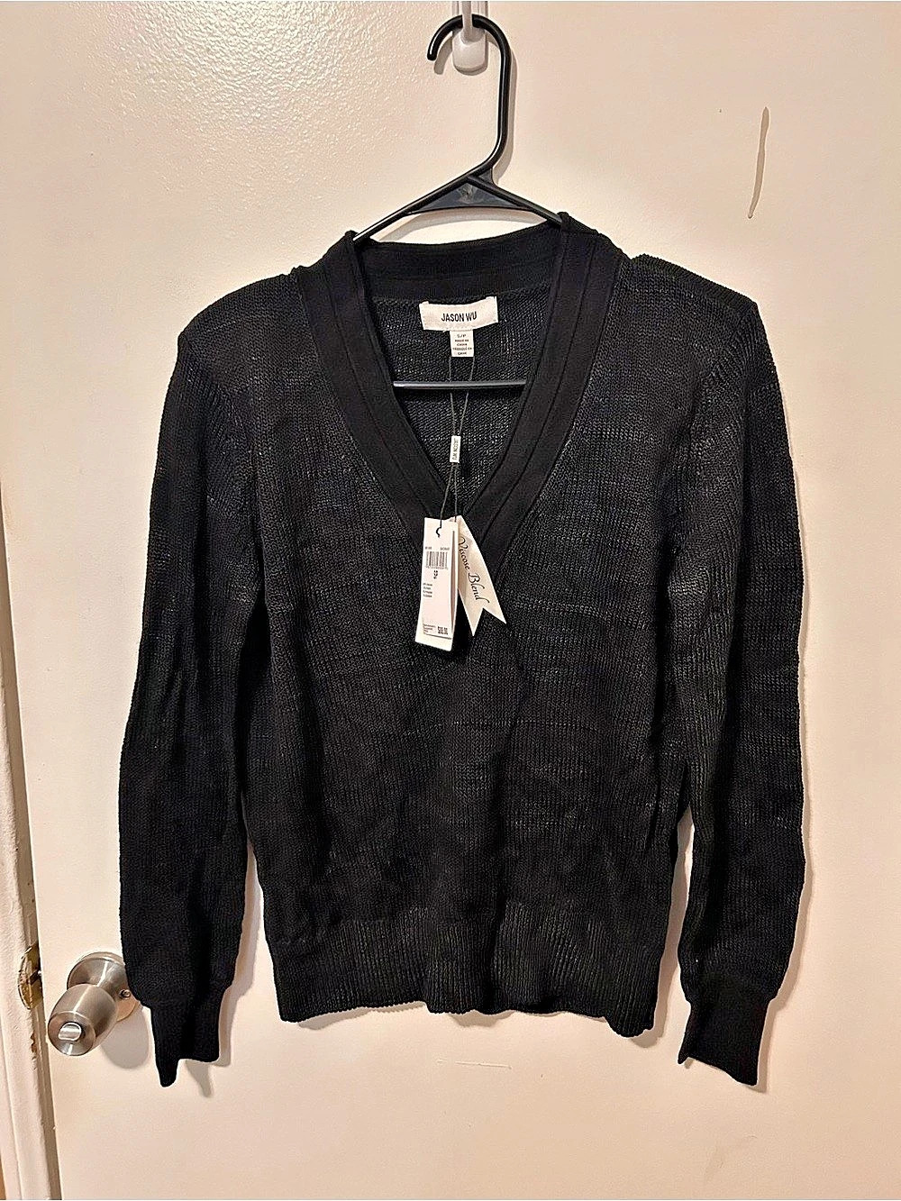 Jason Wu V-Neck Sweater in Black NWT